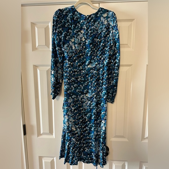 Calvin Klein Blue Floral Wrap Midi Dress - Picture 5 of 7